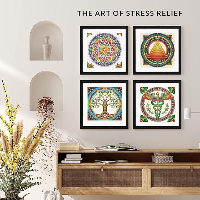 FUN LAVIE Adult Coloring Book - Sacred Geometry Mandala Coloring Books for Adults Relaxation and Stress Relief, Featuring Flower of Life, Metatron's Cube & Mindfulness Orgonite Patterns, Spiral Bound