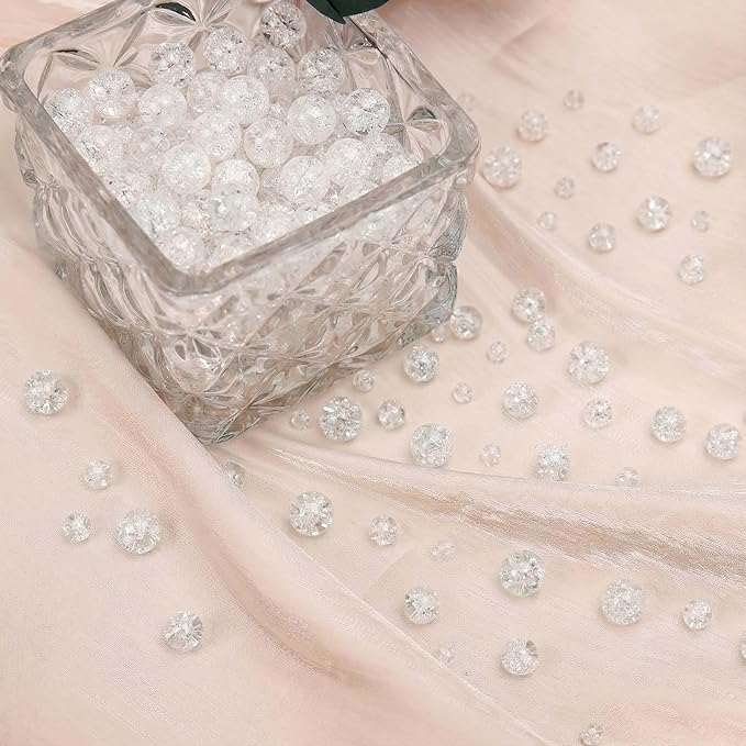 80PCs 10mm White Crackle Glass Beads Bulk, Round Smooth Hole Glass Crystal Beads for Jewelry Making, DIY Bracelets, Necklaces, Bag Charms, Keychains and Craft Projects