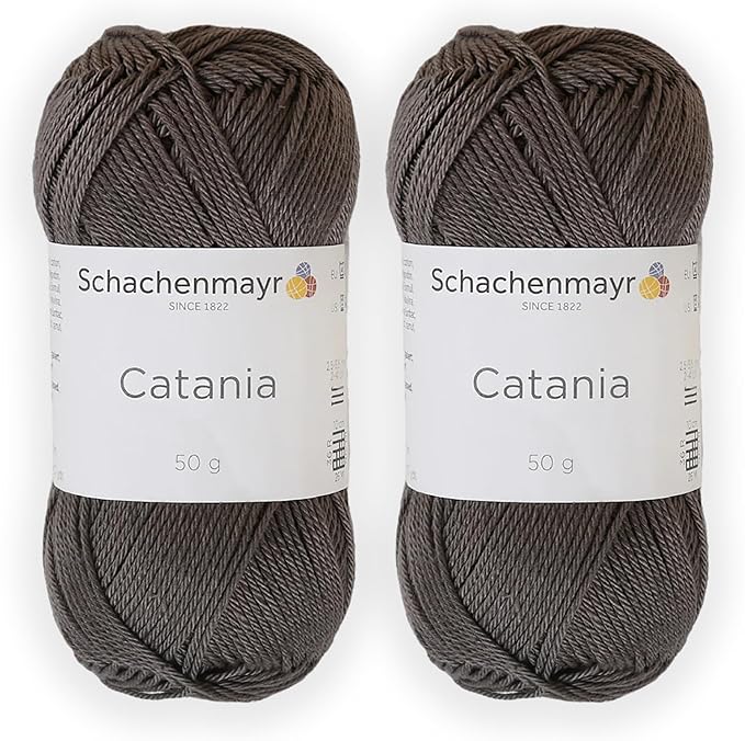 2 Skein/Pack Schachenmayr (SMC) Catania Originals Yarn, Each Ball 1.76 Oz (50gr) / 136 Yards (125 m), 100% Mercerized Cotton for Knitting and Crochet Yarn, Sport Weight, 387 - Fango