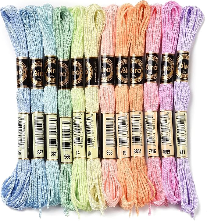 FASHEWELRY 105 Yards Crewel Cross Stitch Floss 1mm Polyester Embroidery Floss Thread Embroidery Thread Bulk for Jewelry Making Bracelet Knitting Stitch Supply (Spring Color)