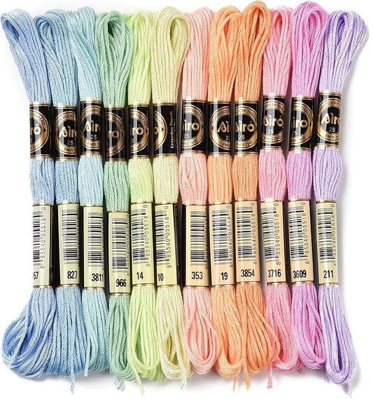 FASHEWELRY 105 Yards Crewel Cross Stitch Floss 1mm Polyester Embroidery Floss Thread Embroidery Thread Bulk for Jewelry Making Bracelet Knitting Stitch Supply (Spring Color)