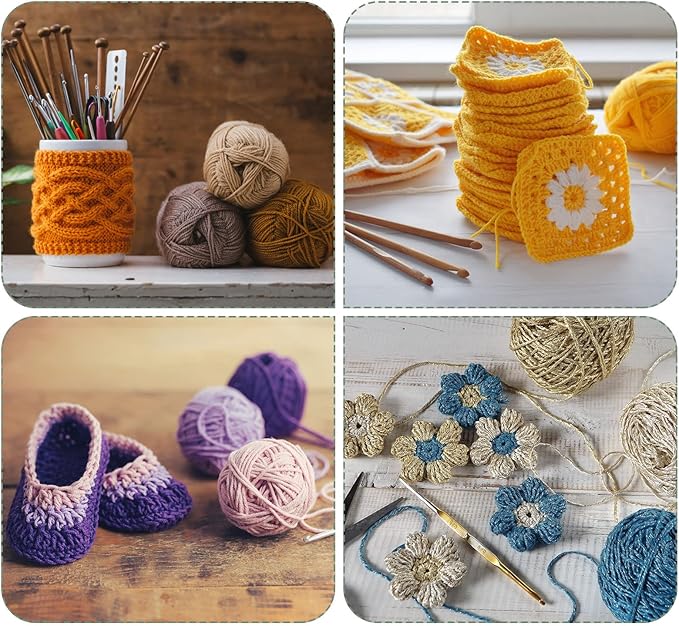 uxcell 12Pcs Aluminum Crochet Hook 5mm 5.5mm 6mm US Size 8 9 10 Knitting Needles for DIY Craft Yarn Blue Orange Gold