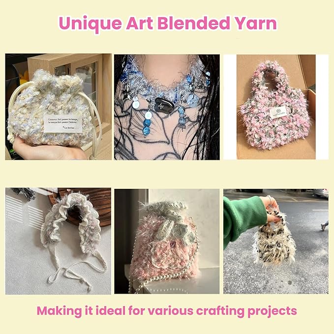 WWnYY Hand Spun Yarn 50g/Skein Wool Cotton Mohair Acrylic with Hand Art Blended Colorful Handmade