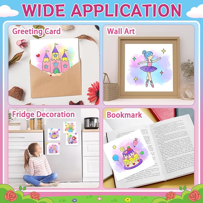 SOCOLER Paint with Water Coloring Books for Toddlers,Mess Free Watercolor Painting Papers for Kids Water Color Paint Kit Art Craft Birthday Gift for Ages 1-3, 4-8(Princess and Party)