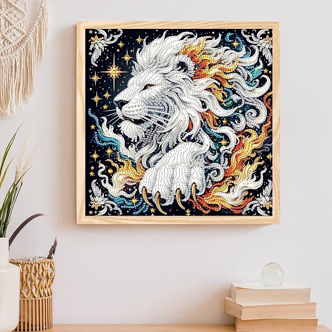 AiYuanzsh 5D Special Shaped Diamond Painting Kit - Mighty King Lion Design, Unique Crystal Rhinestone Diamond Art Set for Beginners and Adults, Perfect for Home Wall Decor and Holiday Gifts