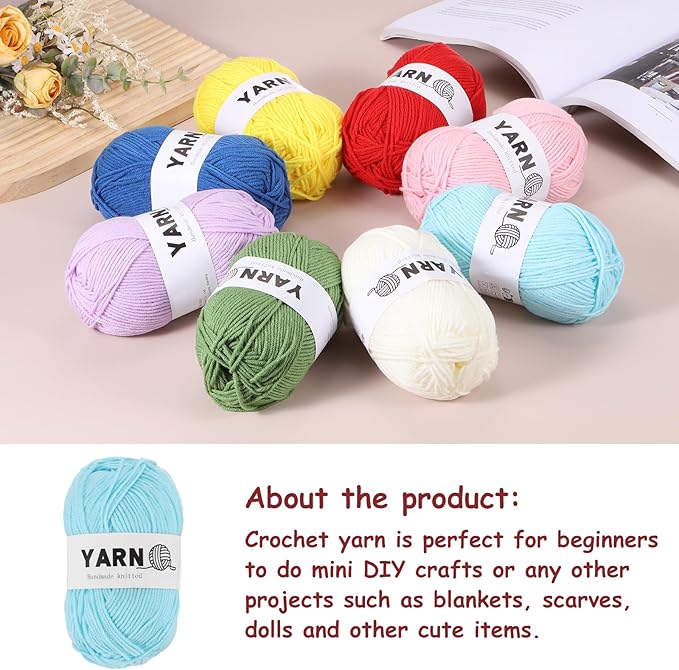 3Pcs Sky Blue Acrylic Yarn 400 Yard 4 Ply Soft Crochet Yarns Sport Weight Yarn,[for DIY Crocheting Knitting Craft Blankets Hats]-150g