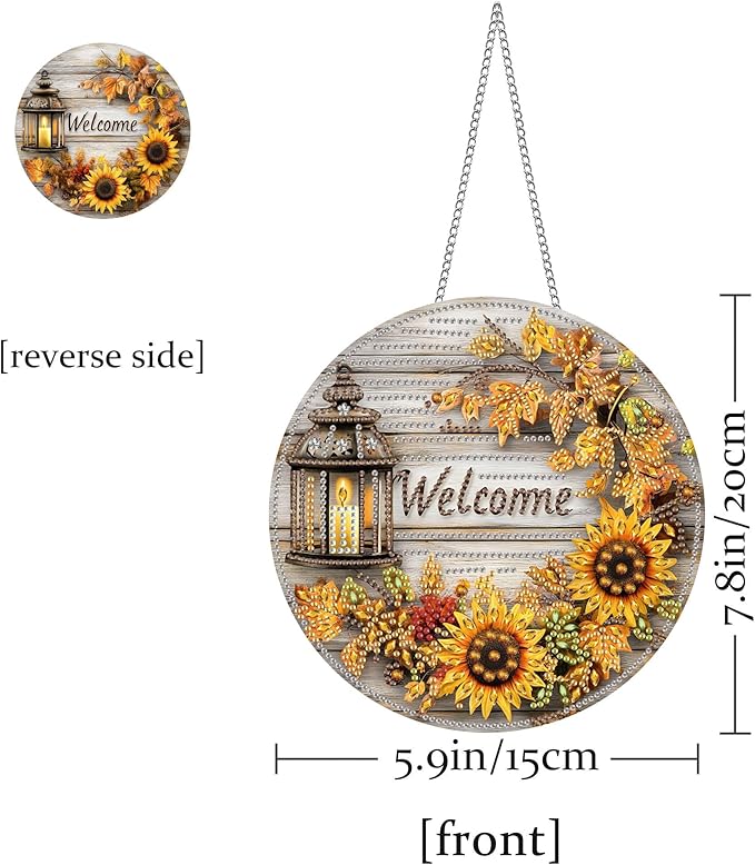 Pavemlo Hanging Diamond Art Kits for Adults Sunflower – 8x8 Inch Double-Sided Acrylic Board DIY Crystal Diamond Suncatcher Pendant, Sparkling Home Wall or Window Decoration Handmade Gift