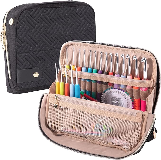MYBAGZING Empty Crochet Hook Case - Crochet Hook Organizer Case Stand Up (Upgraded) -Corchet Organizer - Crochet Hook Holder for Knitting & Crochet Supplies, Crochet Needles, Crochet Accessories