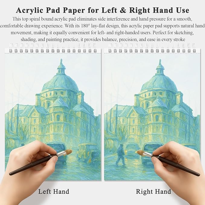 fuxi acrylic paint book pad, 11x14 inch 246lb/400gsm art paper for acrylic painting | 20 sheets (40 pages) notebook for painting, drawing & art supplies.
