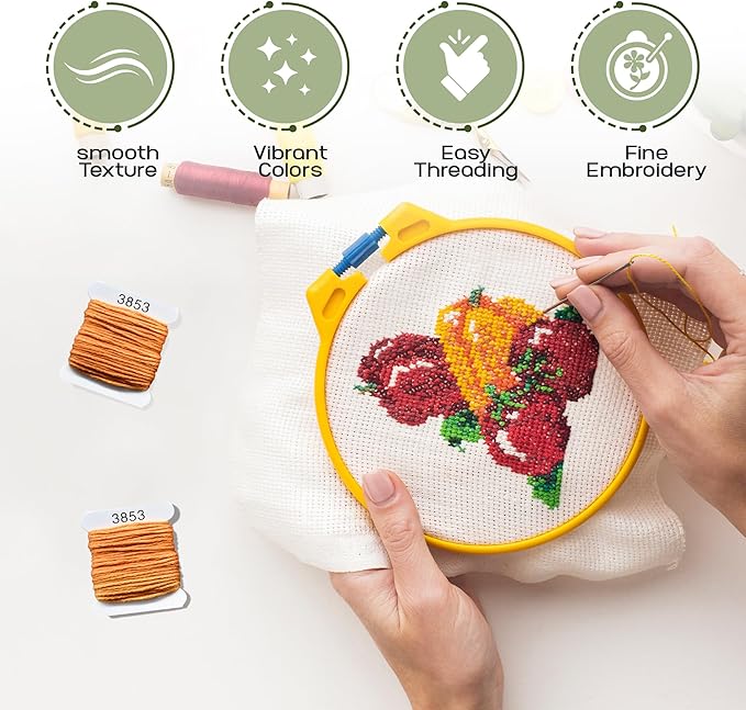 Embroidery Floss Kit and Refills - Cotton Threads - DMC Color Coding for Cross Stitch, String Crafts, Friendship Bracelets