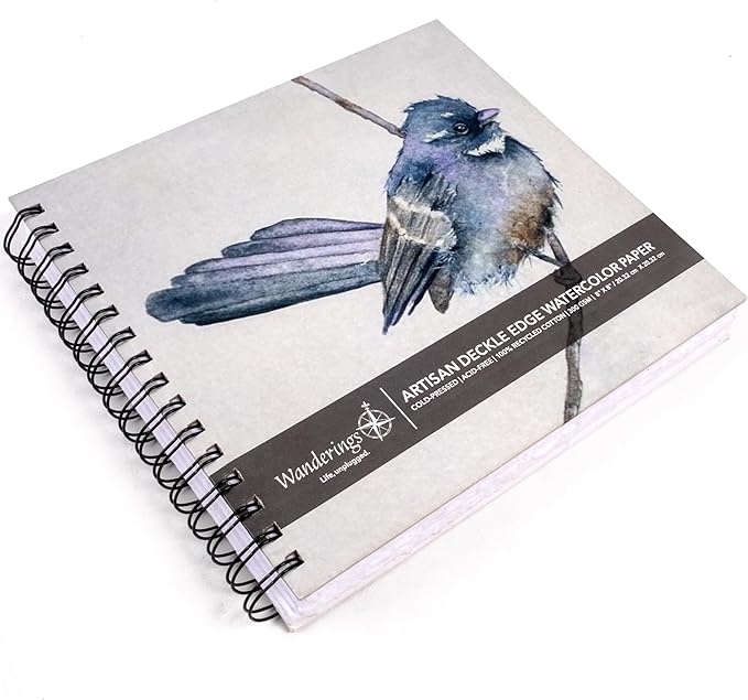 Wanderings Tear Out Watercolor Journal - 8"x8" - Premium Art Journal with Handmade Deckle Edge Paper Featuring 350 GSM Cold Press Paper for Scrapbook, Watercolor Album, Sketchbook, Drawing Pad