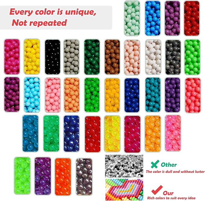 kacaga 8500 beads non-iron magic fuse beads kit 5mm 36 colors no heat bead creative refill set diy toys for kids