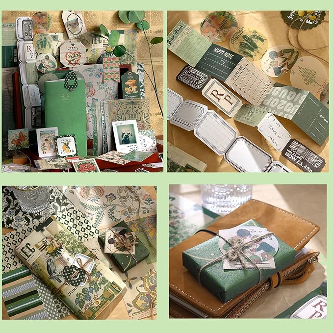 YagCu Aesthetic Scrapbook Kit, Junk Journal Scrapbooking Supplies, Vintage Journaling Set Bullet Journals Material, Large Collection for Women Adults Beginners, Arts Craft Ephemera
