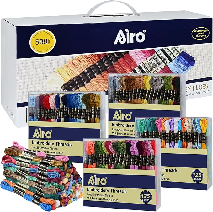 500 Skeins Embroidery Floss - 500 Color Rainbow Cross Stitch Thread, 26.3ft Each Skein Embroidery Polyester-Cotton Thread for Cross Stitch, Embroidery, Craft Floss, Bracelet Making