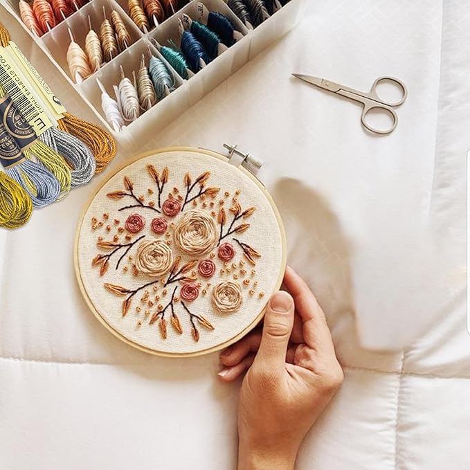 6 Skeins Embroidery Thread, 3 Colors Metallic Embroidery Floss Set, Polyester Cross-Stitch Threads for Hand Embroidery, String Art