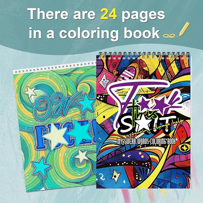 Swear Word Coloring Book for Adult Relaxation, Cuss Words Coloring Book for Adults to Relax, Printed Single-Sided Spiral Bound Lay Flat, Mindfulness Gift for Adults to Relieve Anxiety