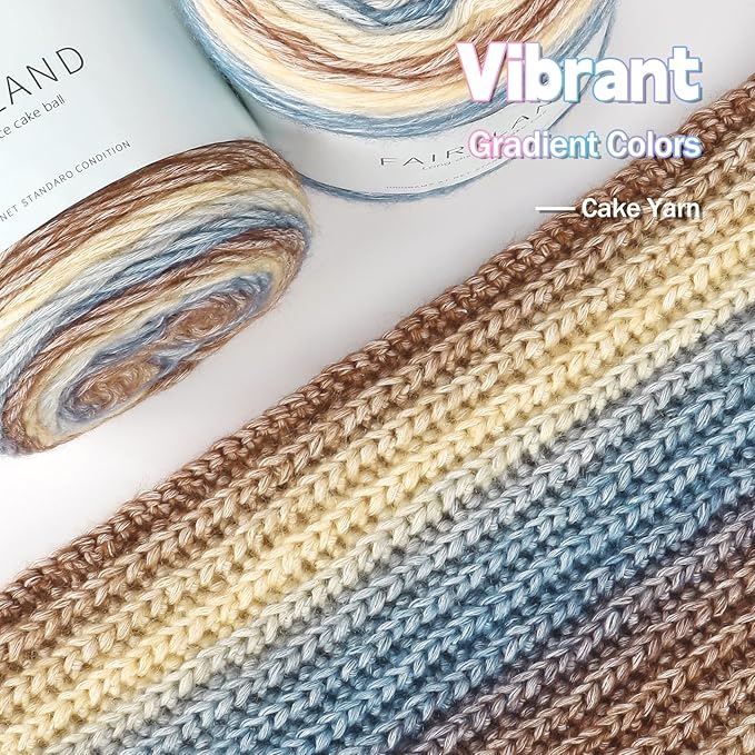 Katech Fairyland Yarn for Crocheting Knitting-Gradient Yarn Cake-4 Pack of 100g/3.52 oz-Soft DK Light Weight #3-60% Cotton 30% Acrylic 10% Wool-Perfect for Scarves, Shawls, Blankets and Garments(A)