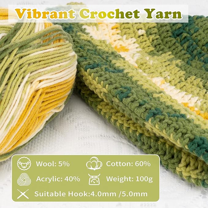 Alvian Witch Elf Hat Crochet Kit for Beginners Rainbow Crochet Beanie Kit Knitting Kit for Beginners Adults Handmade Winter Toque (Green)