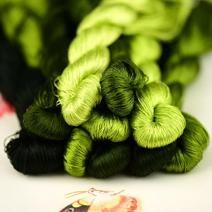 Natural 100% Silk Thread, Handmade Embroidery Thread Silk Floss 10 Colors 110m Each (44)