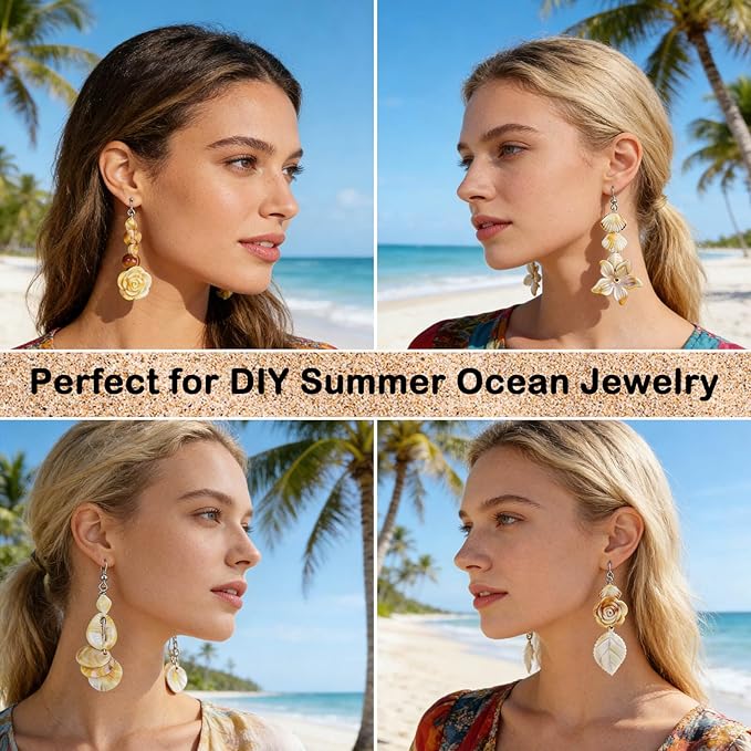 Ocean Beads for Bracelets Making, 24-Grid Imitation Boho Ocean Beach Shell Bead Charms Starfish Beads Summer Sea Dangle Pendant for Jewelry Making Necklace Earring Bracelet Anklet DIY Craft