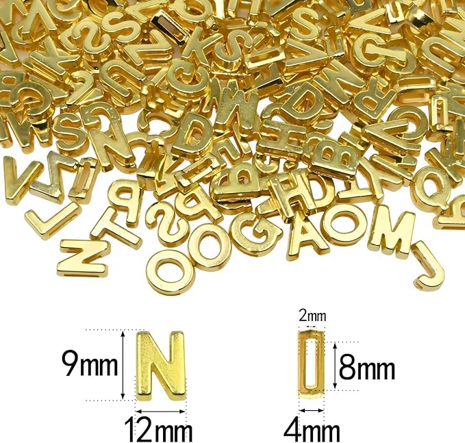 400pcs Gold Letter Beads Pendant,A-Z,3D Loose Beads,Plastic Initial Charms for Jewelry Making,Key Chains,Crafts