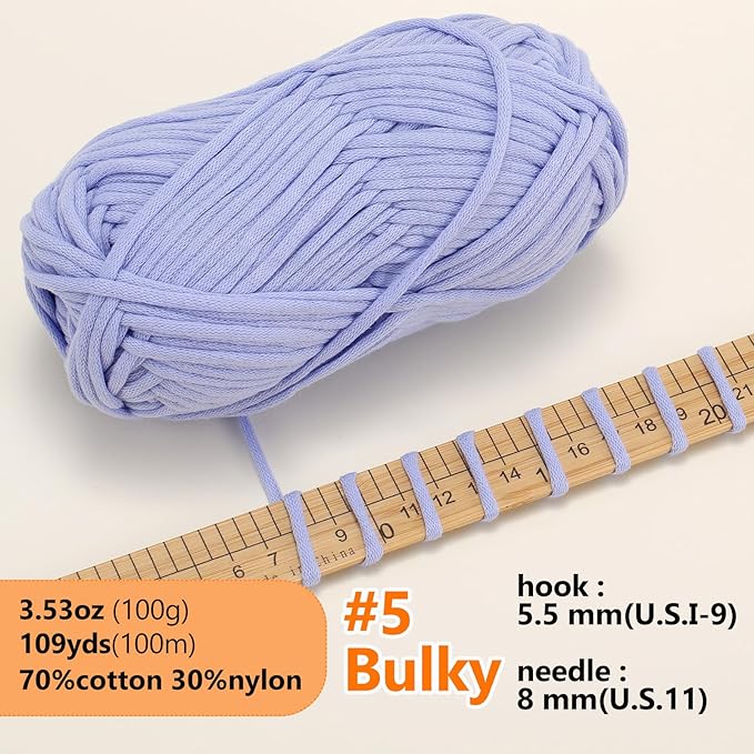 Yarn for Crocheting,100g Soft Cotton Yarn,Crochet Yarn for Sweater,Hat,Socks,Blankets(Light Blue)