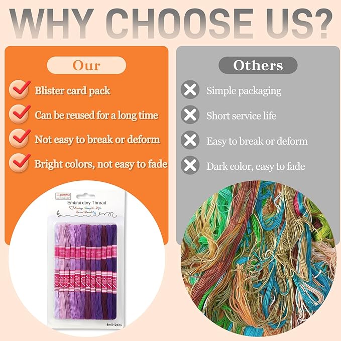 Embroidery Floss,12 Skeins Purple Embroidery Thread,Friendship Bracelet String for DIY Making,Embroidery Crafts