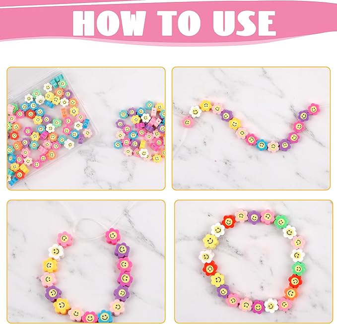 180 Pcs Flower Polymer Clay Beads for Charms Making Pony Bead Shapes for Friendship Bracelets Spacer Beads Supplies for DIY Bracelet Pendants Earring Necklace Jewelry Making