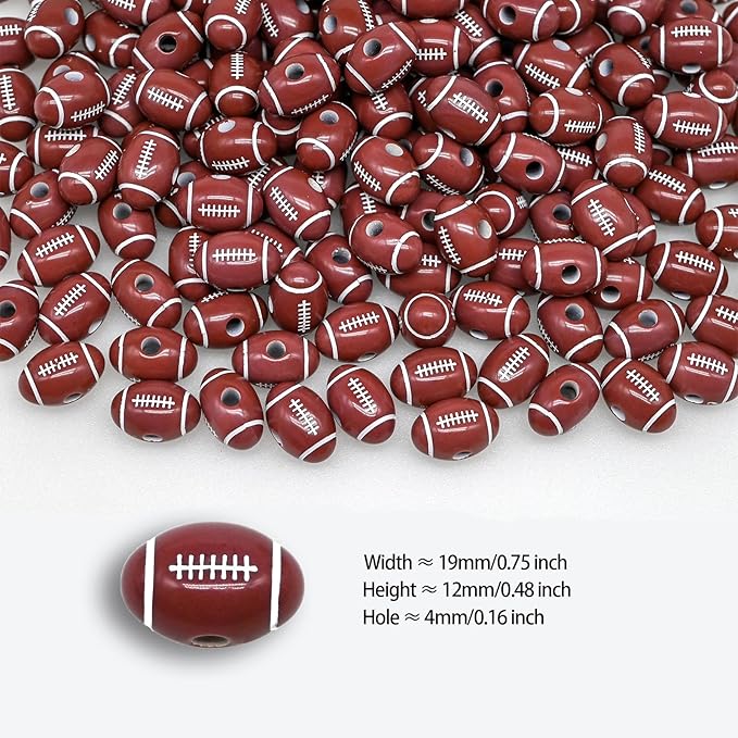 100+ pcs Football Beads Sport Bulk Kandi Beads for Jewelry Making, Bracelet Keychain Becklace Charm Rugby Bead Kit(Football)