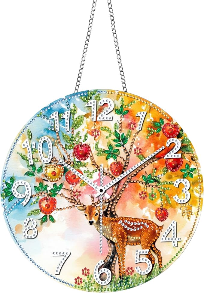 Pavemlo Hanging Diamond Art Kits for Adults Deer – 8x8 Inch Double-Sided Acrylic Board DIY Crystal Diamond Suncatcher Pendant, Sparkling Home Wall or Window Decoration Handmade Gifts