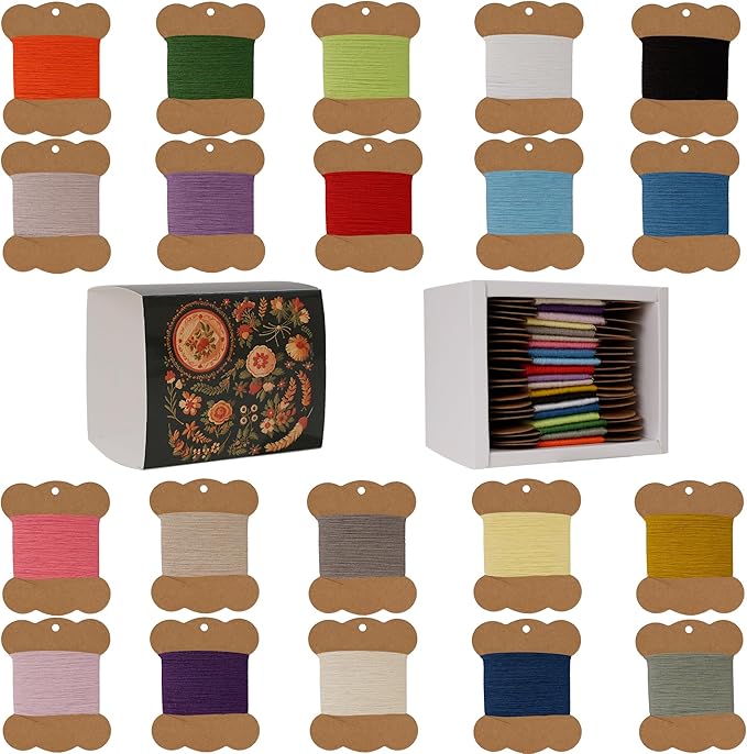 Wool Embroidery Thread 50m Each Spool X 20Pcs,Darning Wool Blend Thread for Embroidery, Hand Sewing DIY,Machine Sewing,42S/2 (Colour B)