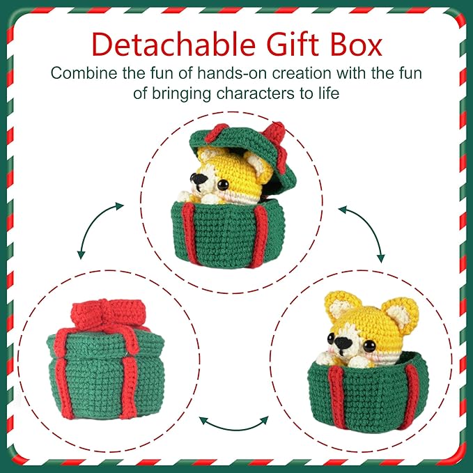 Crochet Set - Beginner Friendly Crochet Set with Step-by-Step Teaching Videos and Crochet Pattern Manuals (Christmas Corgi)