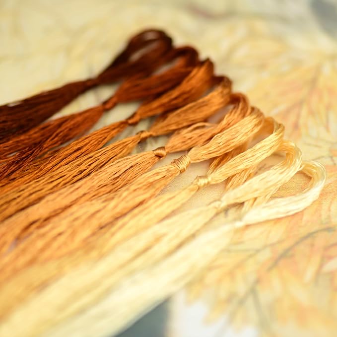 Natural 100% Silk Thread, Handmade Embroidery Thread Silk Floss 9 Colors 110m Each (46)