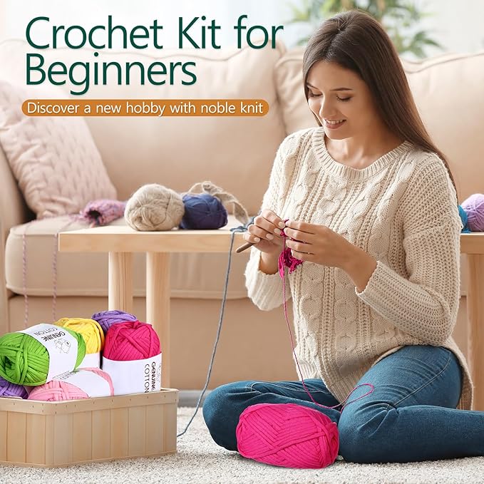Timgle 18 Pack Beginners Crochet Yarn Cotton Yarn for Crocheting and Knitting with Easy to See Stitches Cotton Nylon Blend Yarn for Crochet Kit Making(Vivid Colors)