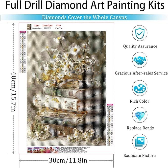 ARPADAMO Diamond Art Kits for Adults,5D Book Diamond Painting DIY Flower Diamond Art Diamond Painting Kits for Adult,Round Full Drill Diamonds, Diamond Art Kits for Home Decor-12x16inch