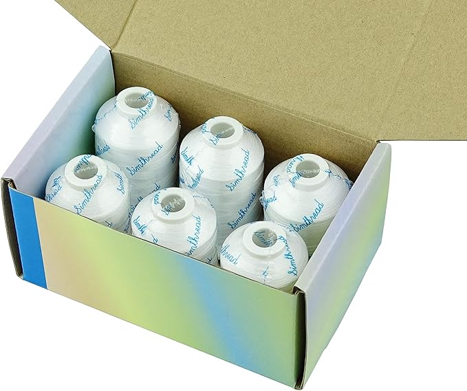Simthread 6 Polyester White Machine Embroidery Threads 1000M(1100Yards) Compatible with Brother, Babylock, Janome, Pfaff, Singer, Bernina and Other Home Machines (White)