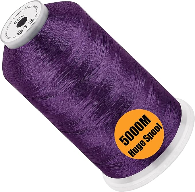 New brothread - Single Huge Spool 5000M Each Polyester Embroidery Machine Thread 40WT for Commercial and Domestic Machines - Violet