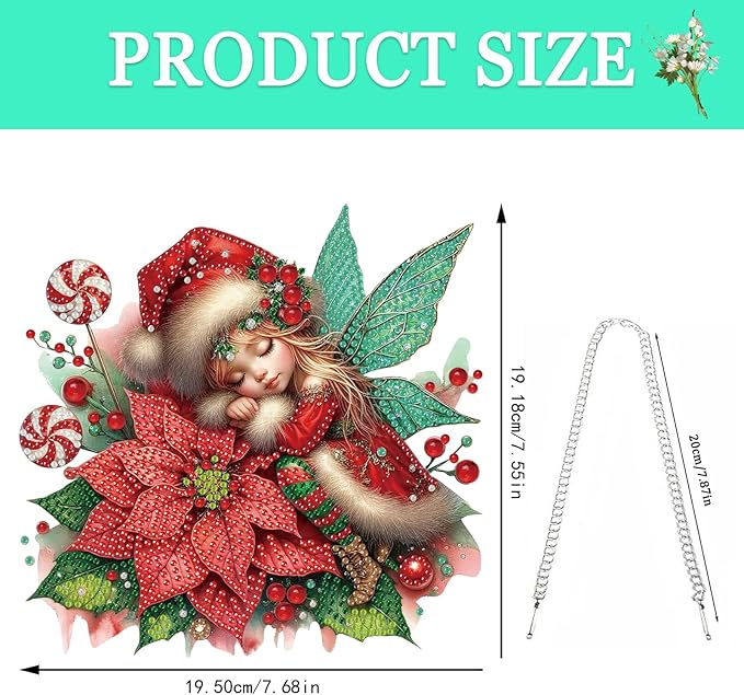 Auremi Elf Diamond Art Pendant Kits,5D Christmas Diamond Art Diamond Painting Hanging Kits,DIY Special Shaped Elf Diamonds Painting Suncatcher Pendant Kit for Adults for Gift Wall Home Decor