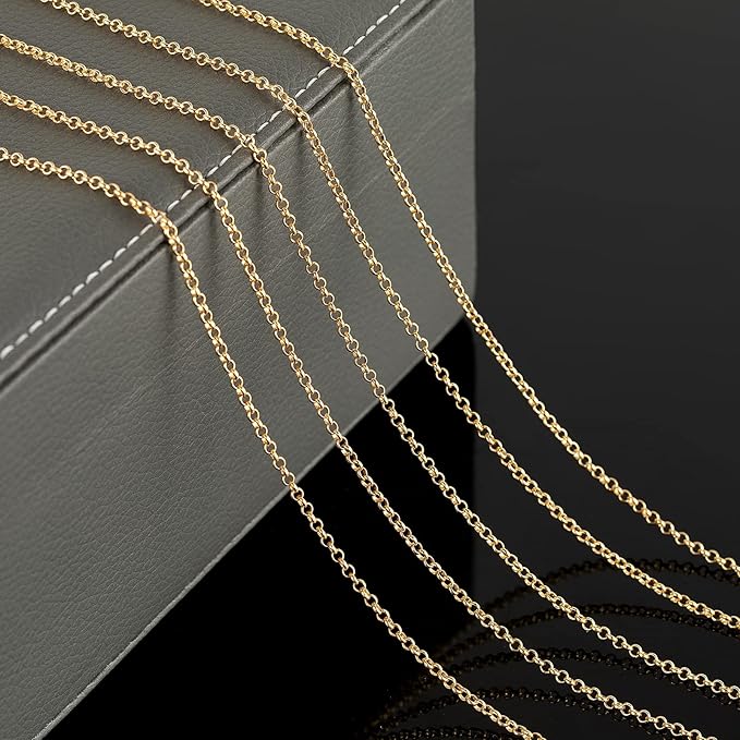 18K Gold Plated Brass Jewelry Making Chain, 10 Meters Circle Rolo Chains Bulk with 50pcs Jump Rings + 20pcs Lobster Clasps Women Necklace DIY Jewelry Supplies Findings