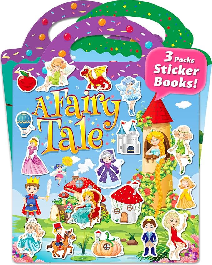 walenced reusable sticker book for toddlers, stickers for kids, toddler sticker book, toddler craft activities, toddler travel toys ages 3 and up boy girl birthday gifts
