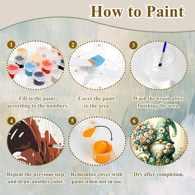 HMZephitiquc Easter Paint by Numbers Kit for Adults, Gnome Paint by Number for Adults, Painting by Numbers, Easy Acrylic Oil DIY Crafts for Gift Home Decor 16x16 in
