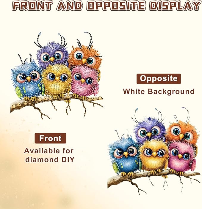 KEYIFA Diamond Painting Kit, DIY Colorful Bird Diamond Art Hanging for Adults Beginner, Gem Arts Pendant Special Shaped Rhinestone Window Ornaments Wall Door Garden Decoration Gift, Double Sided