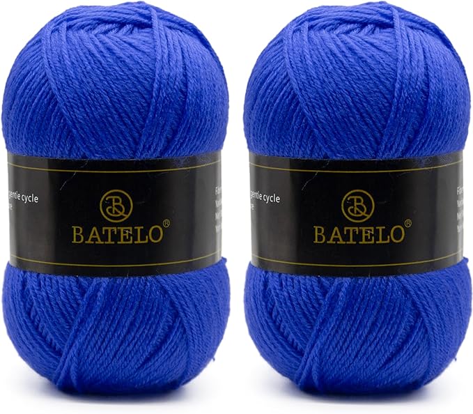 Crochet Yarn Blue Amigurumi 560 Yards, 2 Pack Acrylic 150g/5.3oz, 3 Light Worsted for Crocheting & Knitting