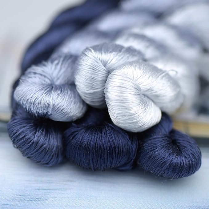 Natural 100% Silk Thread, Handmade Embroidery Thread Silk Floss 9 Colors 110m Each (22)