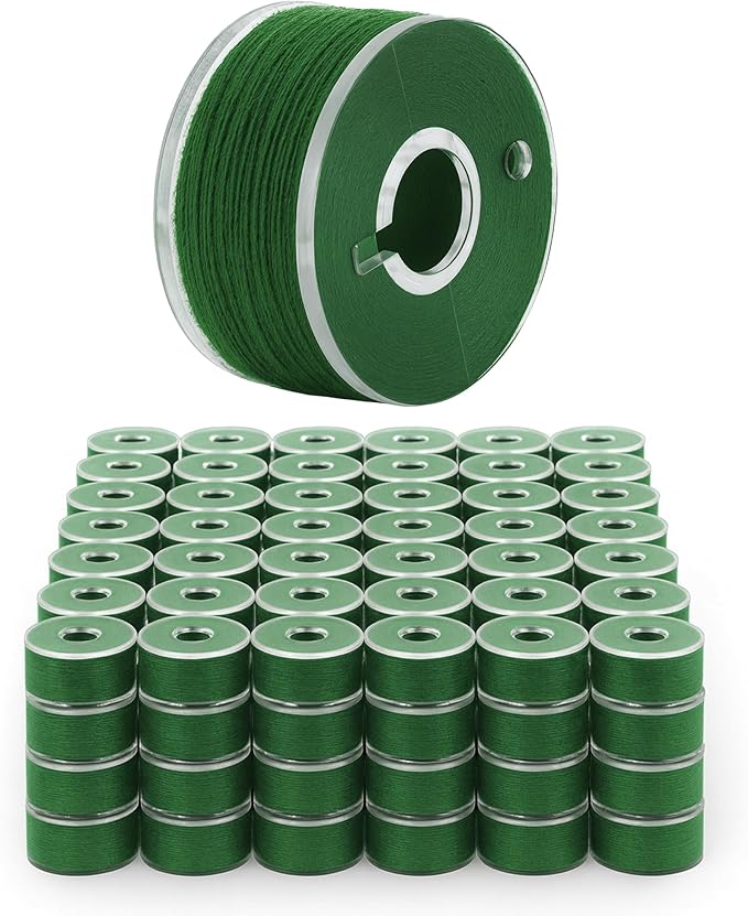 Mandala Crafts 144 Forest Green SA156 Prewound Bobbins for Singer Sewing Machine -15J SA156 Prefilled Bobbin Thread for Brother Sewing Machine and Embroidery