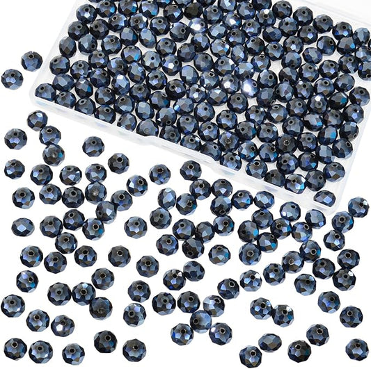 laopottbeads 220pcs 10mm crystal glass beads for jewelry making beads for bracelets necklace pendants making supplies(navy blue)