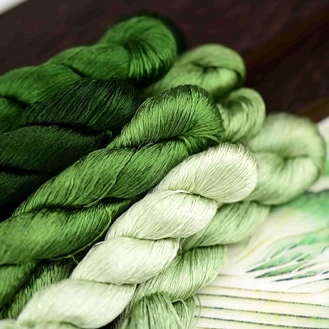 Natural 100% Silk Thread, Handmade Embroidery Thread Silk Floss 8 Colors 110m Each (45)