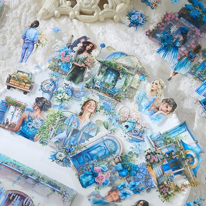 Uideyvi Flower Theme Sticker Scrapbooking Supplies for Junk Journal, 20 Sheets PET Stickers(TZ-001-005)