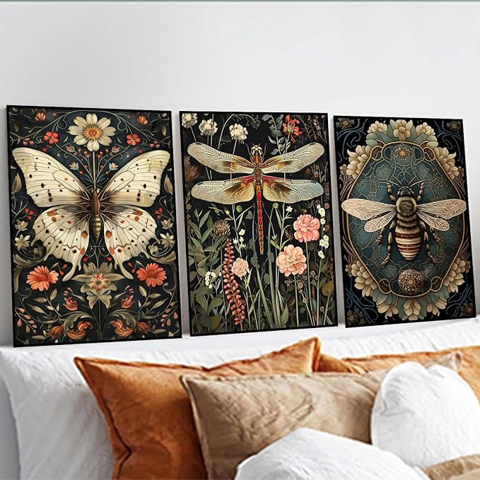 3 Pack Diamond Art Kits for Adults, Bee Diamond Painting Kits for Adults, 5D DIY Round Drill Gem Art Paint With Diamonds Dots Crafts Kits for Home Decor Gift 12x16inch (Bee Butterfly and Dragonfly)