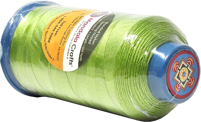 Mandala Crafts Bonded Nylon Thread Apple Green Heavy Duty Sewing Threads - 1500 YDs Size 69 210D T70 Tex 70 Thread for Leather Jeans Weaving Outdoor Marine Upholstery Threads